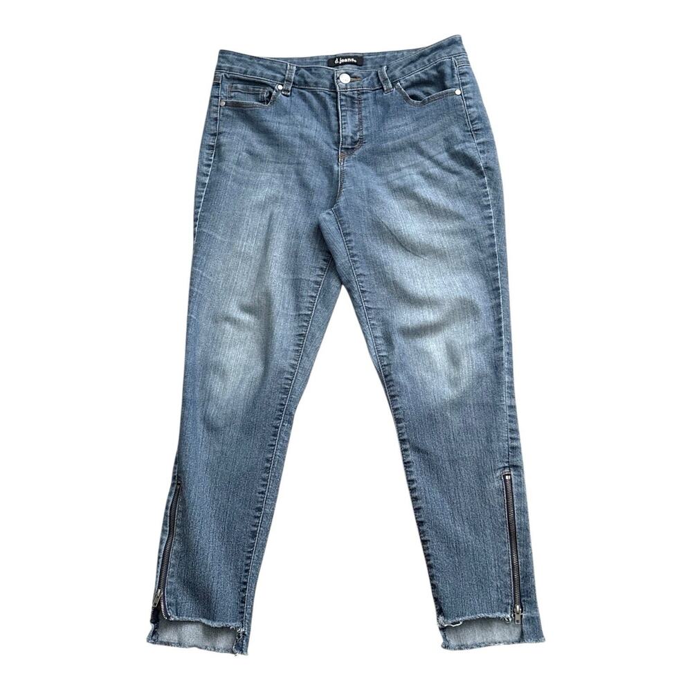 D Jeans Womens 6 Ankle Crop Raw Hem Zip Leg Skinny Blue 25" Inseam Stretch